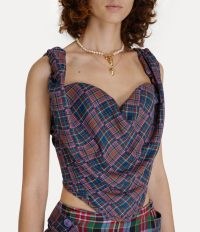 VIVIENNE WESTWOOD SUNDAY CORSET TOP in Dark / patchwork tartan print tops / checked clothing / women’s edgy fashion with check prints
