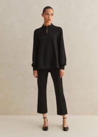 ME and EM Tailored Ponte Crop Kick Flare Trouser in Black – women’s chic cropped leg trousers