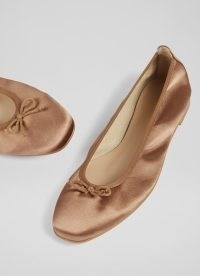 L.K. Bennett Trilly Mocha Satin Ballerina Pumps | silky round toe ballerinas