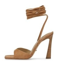 TONY BIANCO Viper Butterscotch Suede Heels ~ light brown ankle wrap sandals