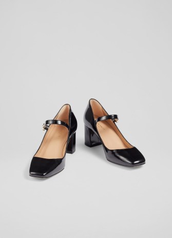 L.K. BENNETT Winter Black Patent Leather Mary Janes – glossy block heel Mary Jane shoes