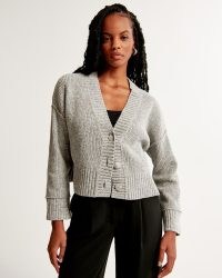 Abercrombie & Fitch Chenille Cardigan in Grey | soft feel drop shoulder cardigans