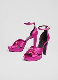 L.K. BENNETT Aysha Pink Satin Platform Sandals ~ luxe silky party platforms ~ women’s luxury retro style occasion shoes
