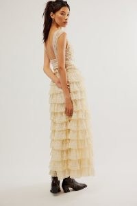 LoveShackFancy Dover Skirt in Cream | tiered lace maxi skirts