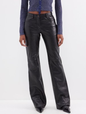 ACNE STUDIOS Lios flared leather trousers in black ~ women’s luxe flares - flipped