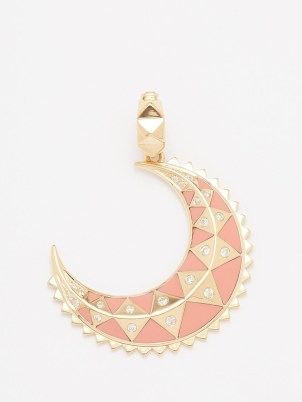 HARWELL GODFREY Major Moon diamond, coral & 18kt gold pendant – luxury celestial pendants - flipped