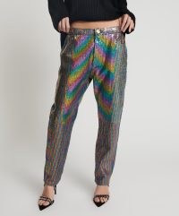 ONE TEASPOON RAINBOW SEQUIN BANDITS RELAXED JEANS / multicoloured sequinned slouchy jean / shimmering denim fashion