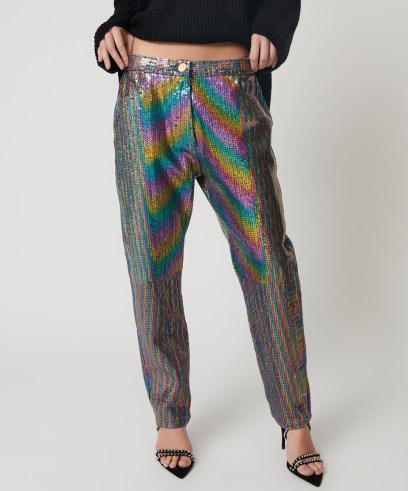ONE TEASPOON RAINBOW SEQUIN BANDITS RELAXED JEANS / multicoloured sequinned slouchy jean / shimmering denim fashion p - flipped