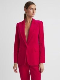 REISS ROSA VELVET SINGLE BREASTED BLAZER in PINK ~ women’s plus evening jackets ~ womens luxe occasion blazers #2