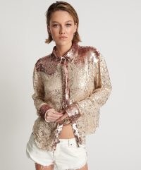 ONE TEASPOON ROSE GOLD HAND SEQUIN WESTERN SHIRT / women’s luxe sequinned cowboy shirts