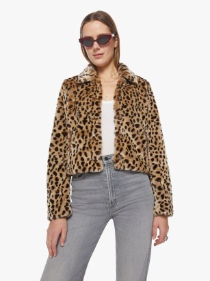 MOTHER The Pony Keg Jacket in Soft Spot ~ cropped faux fur animal print jackets ~ plush boxy style outerwear p