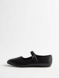 THE ROW Ava leather Mary Jane flats in black | flat Mary Janes