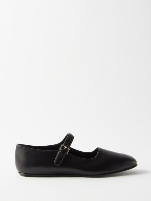 THE ROW Ava leather Mary Jane flats in black | flat Mary Janes p - flipped