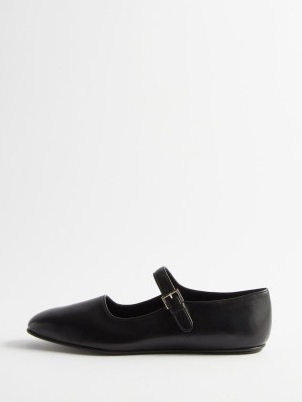 THE ROW Ava leather Mary Jane flats in black | flat Mary Janes p