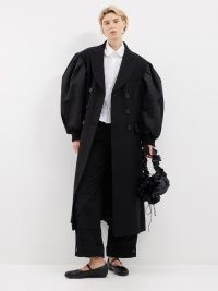 SIMONE ROCHA Balloon-sleeve felted wool-blend coat in black – women’s longline winter coats with voluminous sleeves