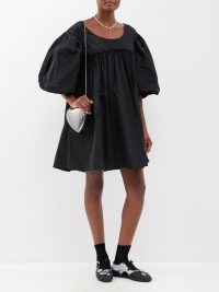 SIMONE ROCHA Puff-sleeve taffeta mini dress in black – women’s balloon sleeve oversized dresses