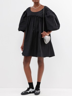 SIMONE ROCHA Puff-sleeve taffeta mini dress in black – women’s balloon sleeve oversized dresses p - flipped