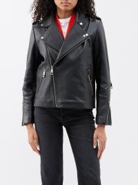 A.P.C. X JW Anderson Morgan leather jacket in black – women’s zip and stud detail box cut biker jackets p