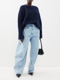 TIBI Acid Iceberg wide-barrel leg jeans in blue ~ women’s relaxed denim clothing p
