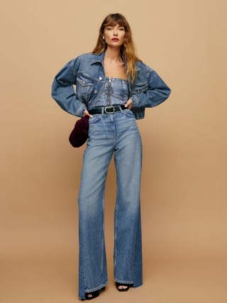 Reformation Cary High Waist Slouchy Wide Leg Jean in Colorado Reworked | jeans with uneven hems p - flipped