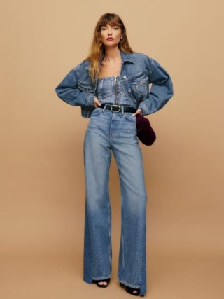 Reformation Cary High Waist Slouchy Wide Leg Jean in Colorado Reworked | jeans with uneven hems p