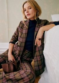Sezane CHRISTIE JACKET in Multicolour check print ~ women’s checked double breasted jackets