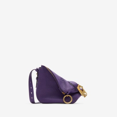BURBERRY Small Knight Bag in Ribbon | purple heather crossbody bags | slouchy style handbags p - flipped