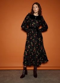 L.K. BENNETT Dita Black and Red Cherry Print Dress – luxury dresses with fruit prints