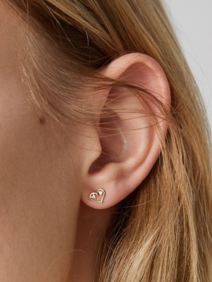 ANISSA KERMICHE Sweetheart diamond & 14kt gold single earring ~ delicate heart shaped jewellery with diamonds