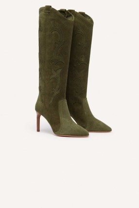 ba&sh HCAITLIN HIGH-LEG BOOTS in Green ~ women’s luxury western style footwear p - flipped