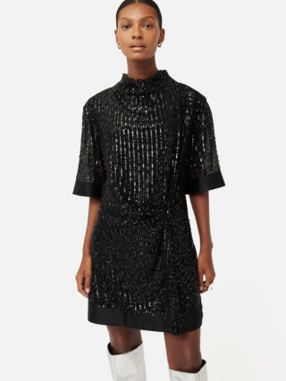 Jigsaw Waterfall Sequin Mini Dress in Black | sequinned LBD | retro style party dresses | vintage inspired occasion clothing p