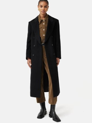 JIGSAW Double Breasted Wool Maxi Coat in Black ~ women’s oversized longline coats