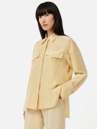 JIGSAW Military Habotai Silk Shirt in Cream – women’s silky pocket detail shirts – womens luxury cargo style clothing – luxe utility fashion p