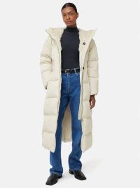 JIGSAW Hooded Eco Down Maxi Puffer in Cream – women’s longline padded winter coats p