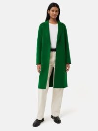 JIGSAW Double Faced Crombie Coat in Green ~ women’s relaxed single button closure coats