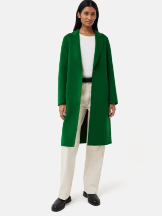 JIGSAW Double Faced Crombie Coat in Green ~ women’s relaxed single button closure coats