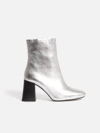 JIGSAW Fulham Ankle Boot in Silver – metallic block heel boots