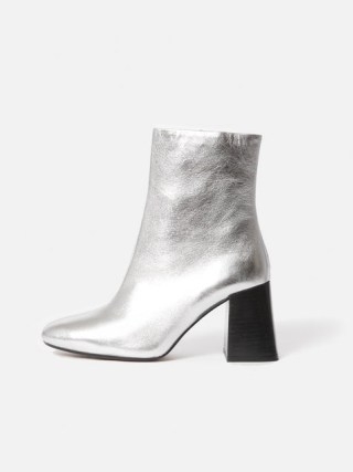 JIGSAW Fulham Ankle Boot in Silver – metallic block heel boots p - flipped