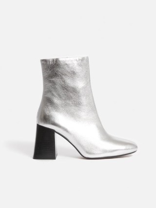 JIGSAW Fulham Ankle Boot in Silver – metallic block heel boots p