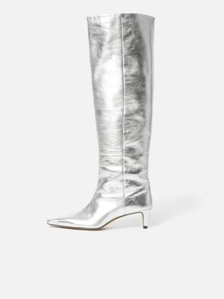 JIGSAW Bobby Knee High Boot in Silver ~ glamorous metallic boots p - flipped