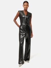 JIGSAW Sequin Jumpsuit in Charcoal – sequinned evening occasion jumpsuits – metallic party fashion – glittering all-in-one