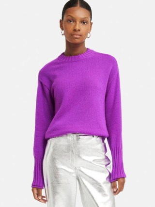 JIGSAW Cashmere Relaxed Crew Jumper in Purple ~ luxe jumpers p - flipped
