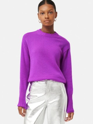 JIGSAW Cashmere Relaxed Crew Jumper in Purple ~ luxe jumpers p