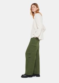 WHISTLES GRACE LUXE CARGO PANT KHAKI – women’s green side pocket trousers – womens utility clothing