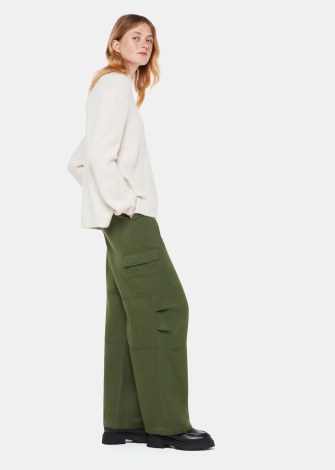 WHISTLES GRACE LUXE CARGO PANT KHAKI – women’s green side pocket trousers – womens utility clothing p - flipped