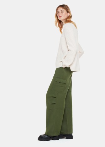 WHISTLES GRACE LUXE CARGO PANT KHAKI – women’s green side pocket trousers – womens utility clothing p