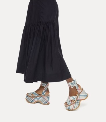 Vivienne Westwood LONDON SANDAL in MADRAS CHECK / chunky checked platform sandals p - flipped