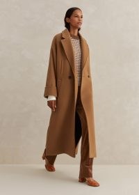 ME and EM Longline Coat in Camel – women’s light brown wool blend winter coats