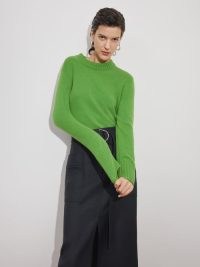 Jigsaw Compact Wool Crew Jumper in Green | women’s long sleeve jumpers p