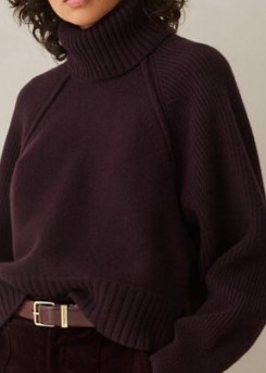 ME and EM Merino Cashmere Crop Jumper + Snood in Deep Cabernet ~ women’s dark red cropped jumpers ~ chunky knits p - flipped